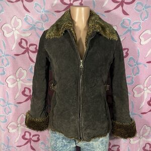 LNR By Nowelle Renaissance Leather Faux Fur Brown Fall Jacket Size Medium